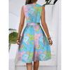 Women's Spring And Summer Casual V-Neck Sleeveless Waist Floral Print Midi Dress