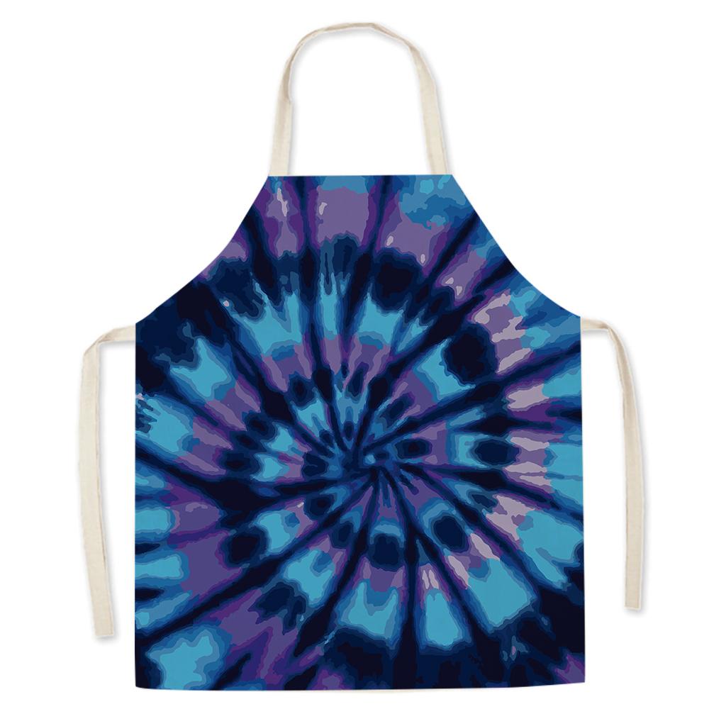 Color Geometric Pattern Cotton and Linen Men Women Kitchen Apron Waterproof Kitchen Apron for Home