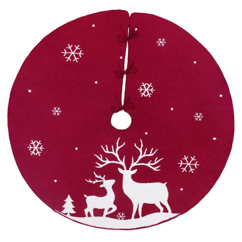 48 Inch Christmas Tree Skirt Knitted Xmas Mat Holiday Party Decor