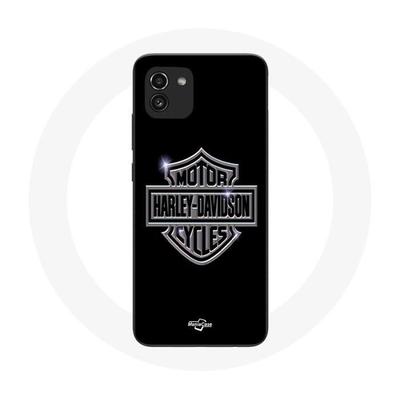 Capa - MANIACASE - Samsung Galaxy A03 - Silicone preto - Logo Harley Davidson - Flexível