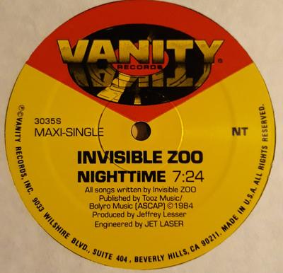 12inch Record INVISIBLE ZOO - Nighttime / Synthesizer Man 3035S Vanity Records 1984 US Dance & Electronica Used