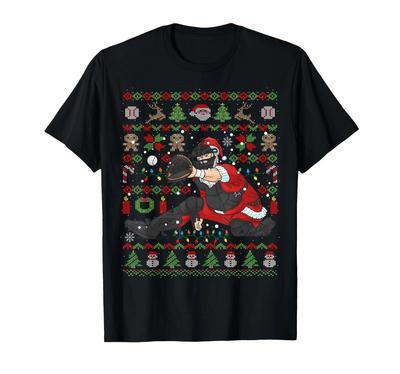 Ugly Christmas Catcher Baseball Funny Gift T-Shirt_