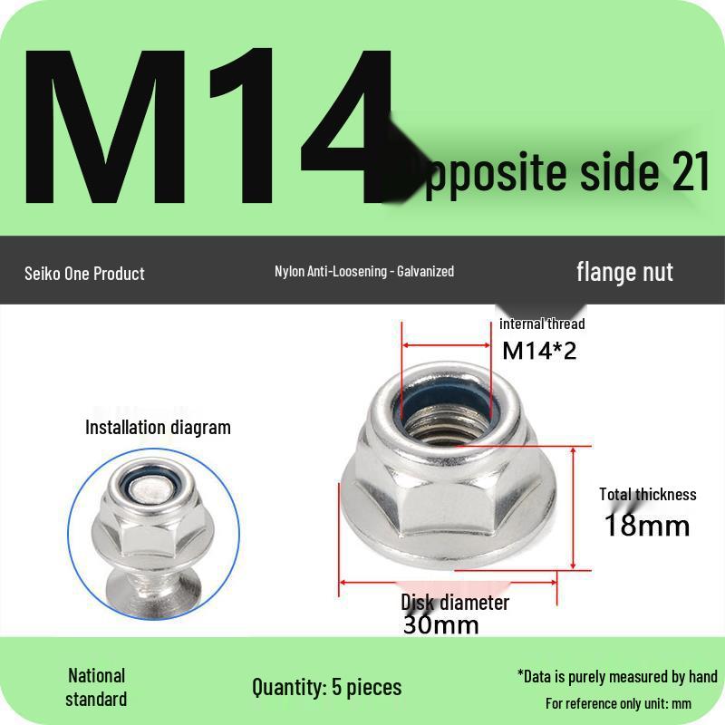 Hexagonal Self-Locking Nylon Anti-Slip Flange Nut M4 M5 M6 M8 M10 M12 M14
