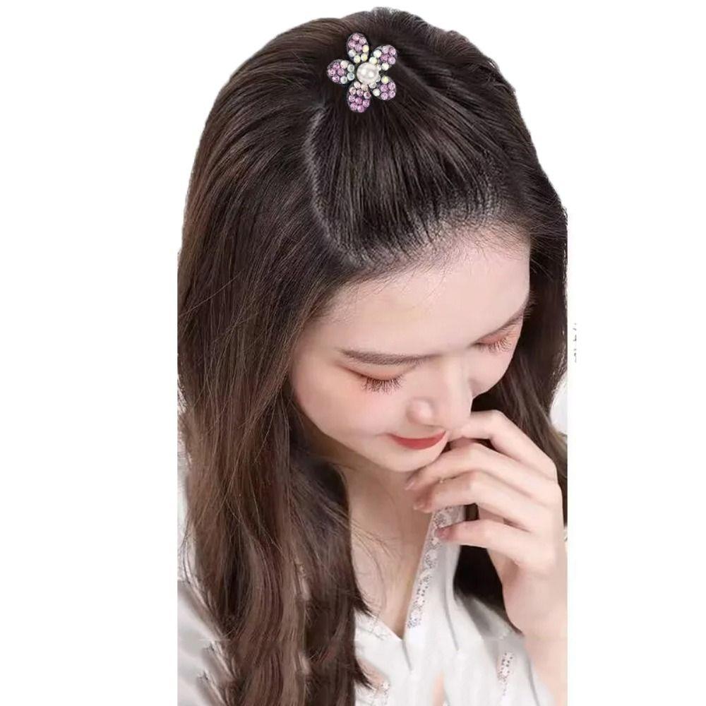 Flower Puff Hair Head Cushion Rhinestone Bun Bump It Up Volume Hair Base Shiny Hair Base Lady