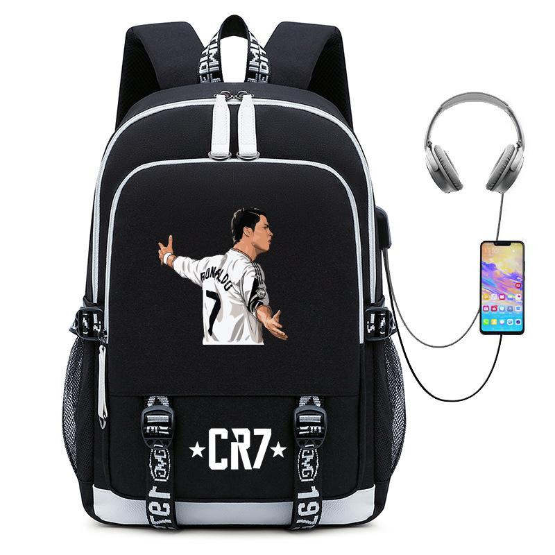 Football Star Collection Teen Primary And Secondary School Student School Bag Usb Men'S And Women'S Casual Backpack