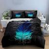 Bright Blue Feather Motif. Bedding Sets Duvet Cover Sets Duvet Covers Pillowcases(1 * Duvet Cover 2 * Pillowcases Without Duvet Insert)