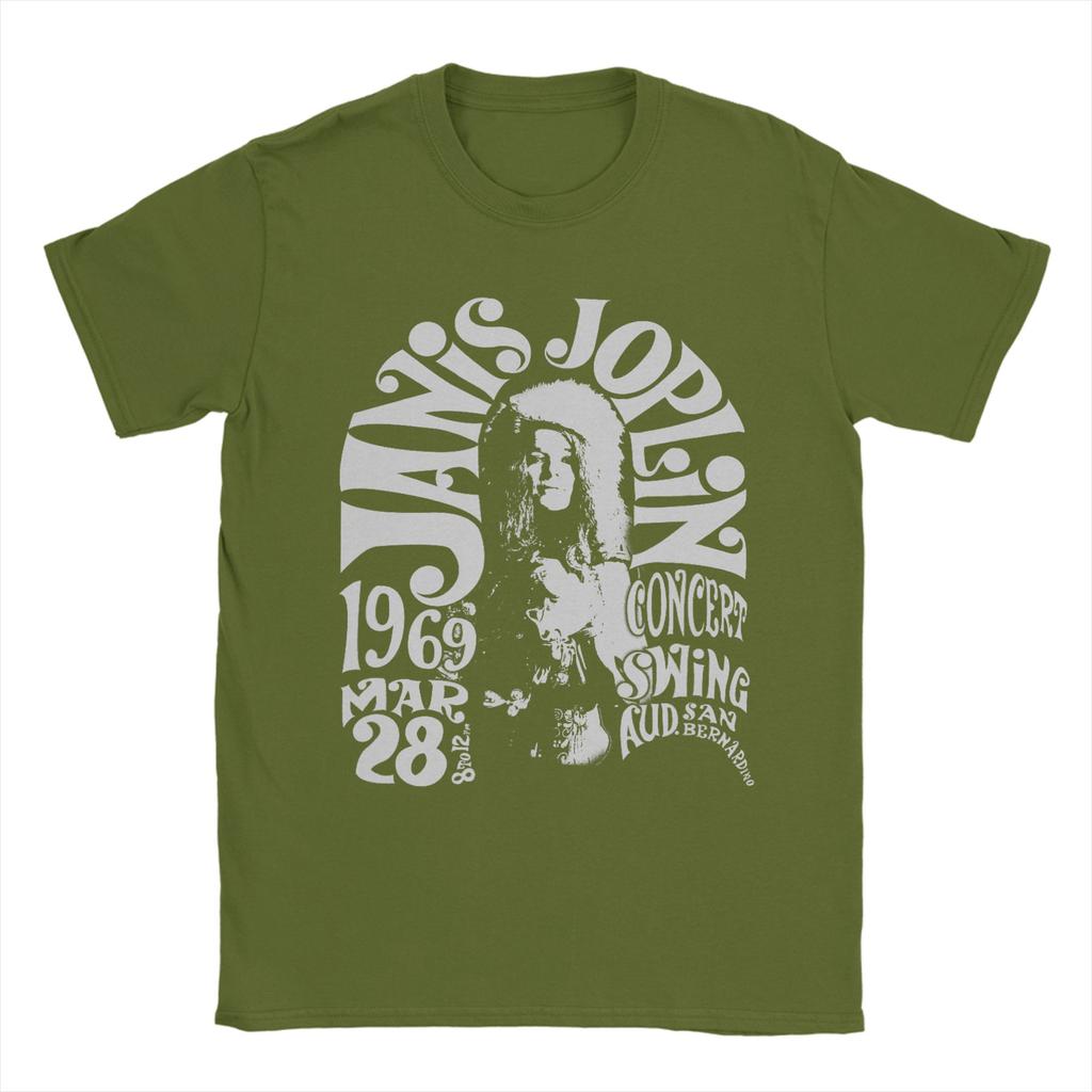 Janis Joplin San Bernadino 1969 Novelty TShirts 100 Cotton Tee Shirt for Men Y2K Funny Cheap Short Sleeve Tees