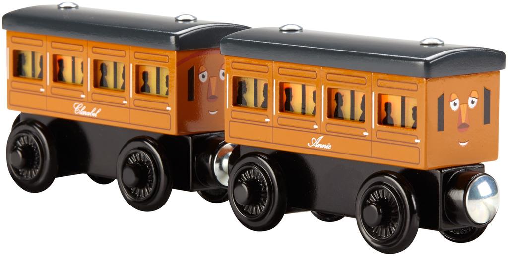 Thomas il Trenino Serie Ferrovia di Legno Annie e Clarabel DFW81 Con Luci