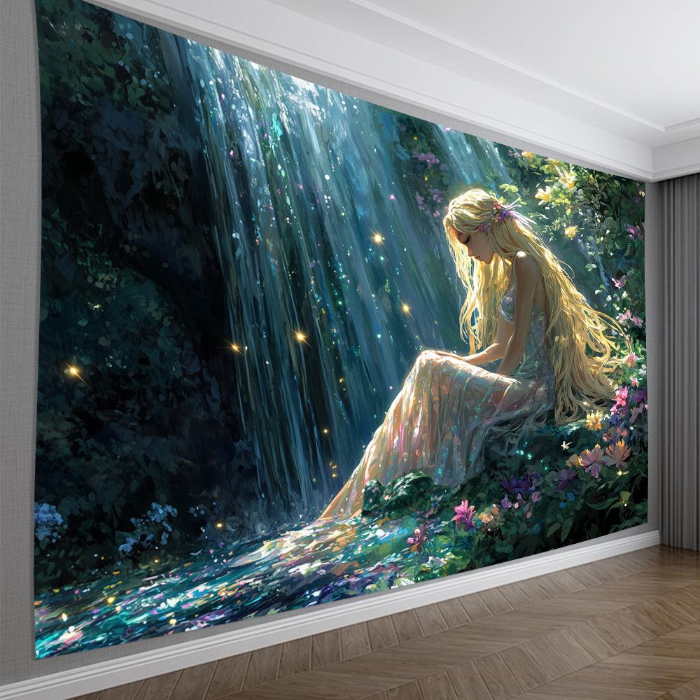 Magic Elf Princess Tapestry Dreamy Waterfall Wall Art In Bedroom Large Decorative Hanging Adding Magic To Your Space