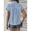 JKASHDK Women's Fashion Casual Summer Spring Stripe Print Short Sleeve POLO Neck Blouses & Shirts