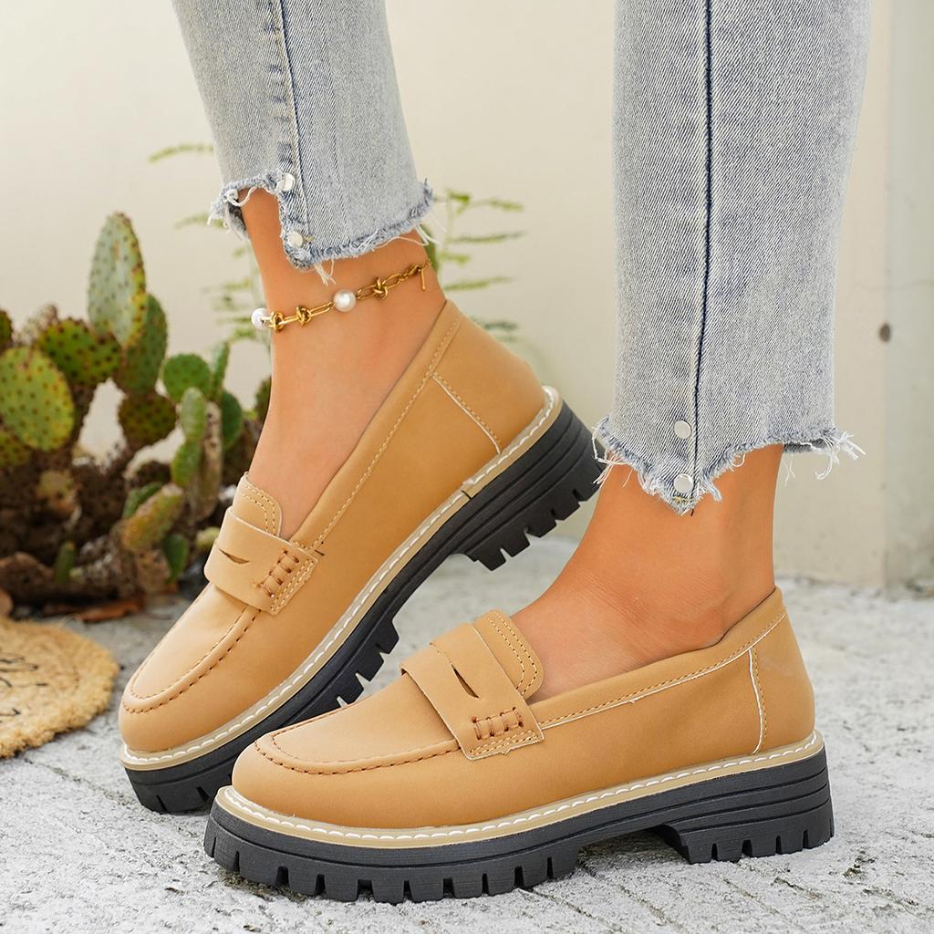 Übergrößen Schuhe für Damen Herbst Elegant Runde Spitze Zum Hineinschlüpfen Plateau Bequem Rutschfest Flach Zapatos De Mujer 36-43 Damenschuhe
