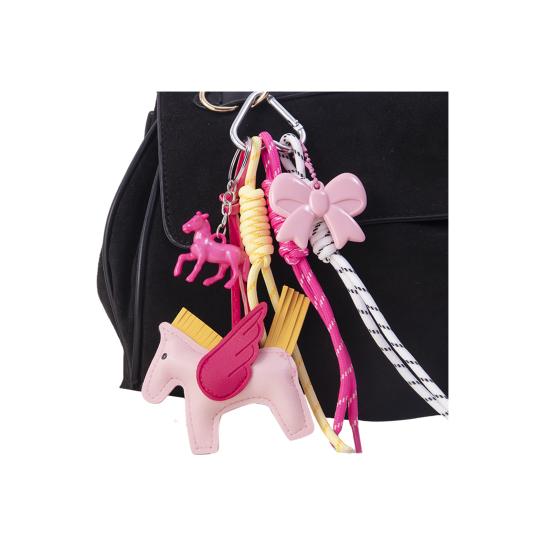 Keychain Pendant Faux Leather Horse Charm Key Chain with Woven Rope Keys Handbags Wallets Accessories