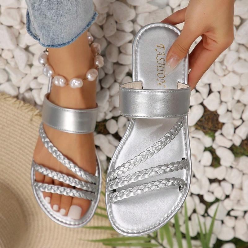 Fashion Summer Flat Heel Sandals Women Casual Plus Beach Slippers Woman Lightweight Strap Slip-On Gladiator Sandals Slides Women