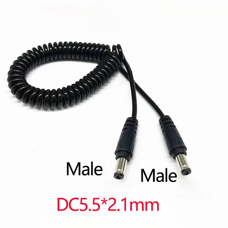 1PC DC Male  Femalespring Cable Connector5.5 X 2.5 Mm 5.5mm X 2.1mm Straight Plug Power Charger150cm 70cmextension Cord