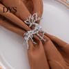 Gold Napkin Holders Christmas Deer Ring, Faceted Metal Elk Holder, Reusable Western Style Tableware Ring for Xmas Holiday Wedding Receptions