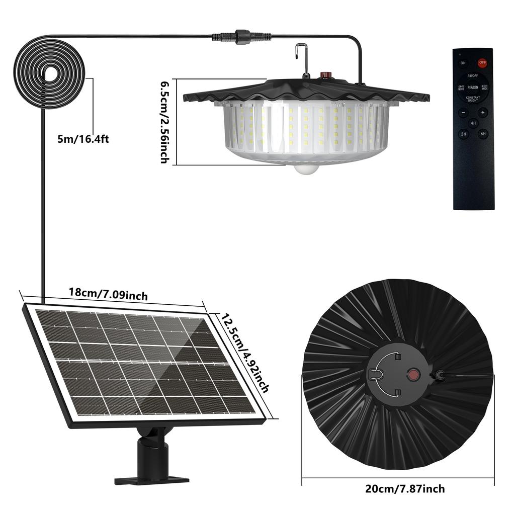 Upgrade Solar Outdoor Pendant Light 252 LED Motion Sensor Waterproof Solar Shed Light for Patio Barn Garden Pathway Yard Lawn Ba