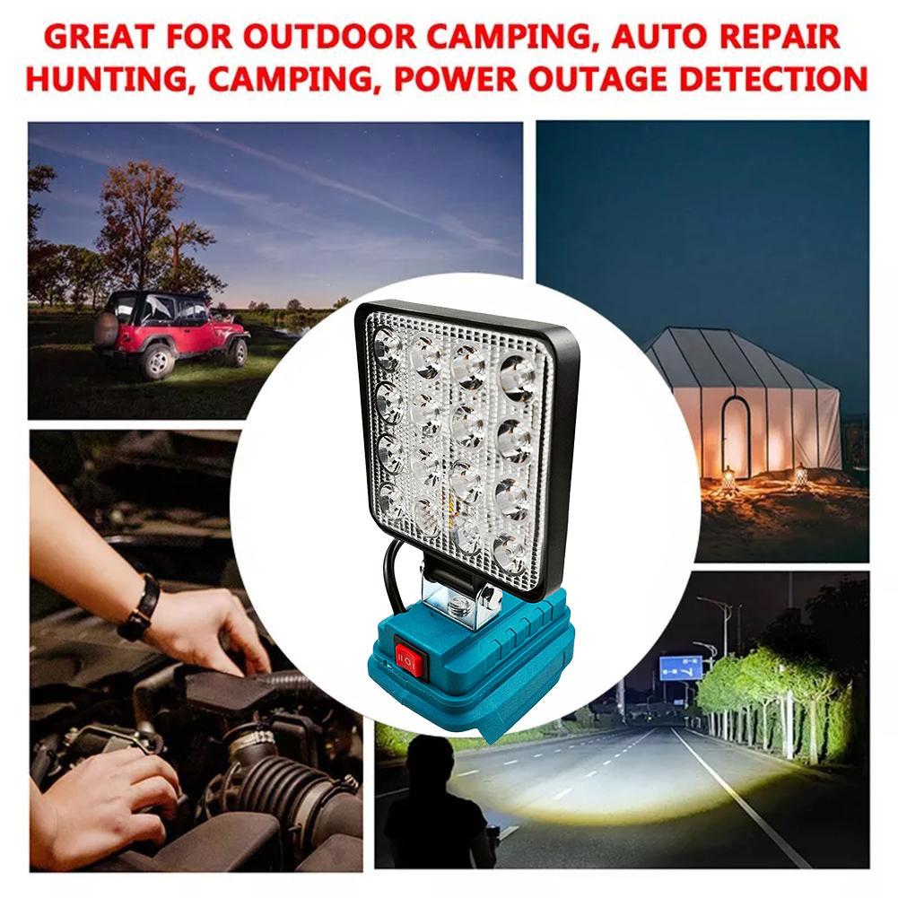 Cordless 4 Inch LED Light Portable Outdoor Spotlight Dual USB Light Lamp Emergency Flashlight For Makita 18V Battery(No Battery)