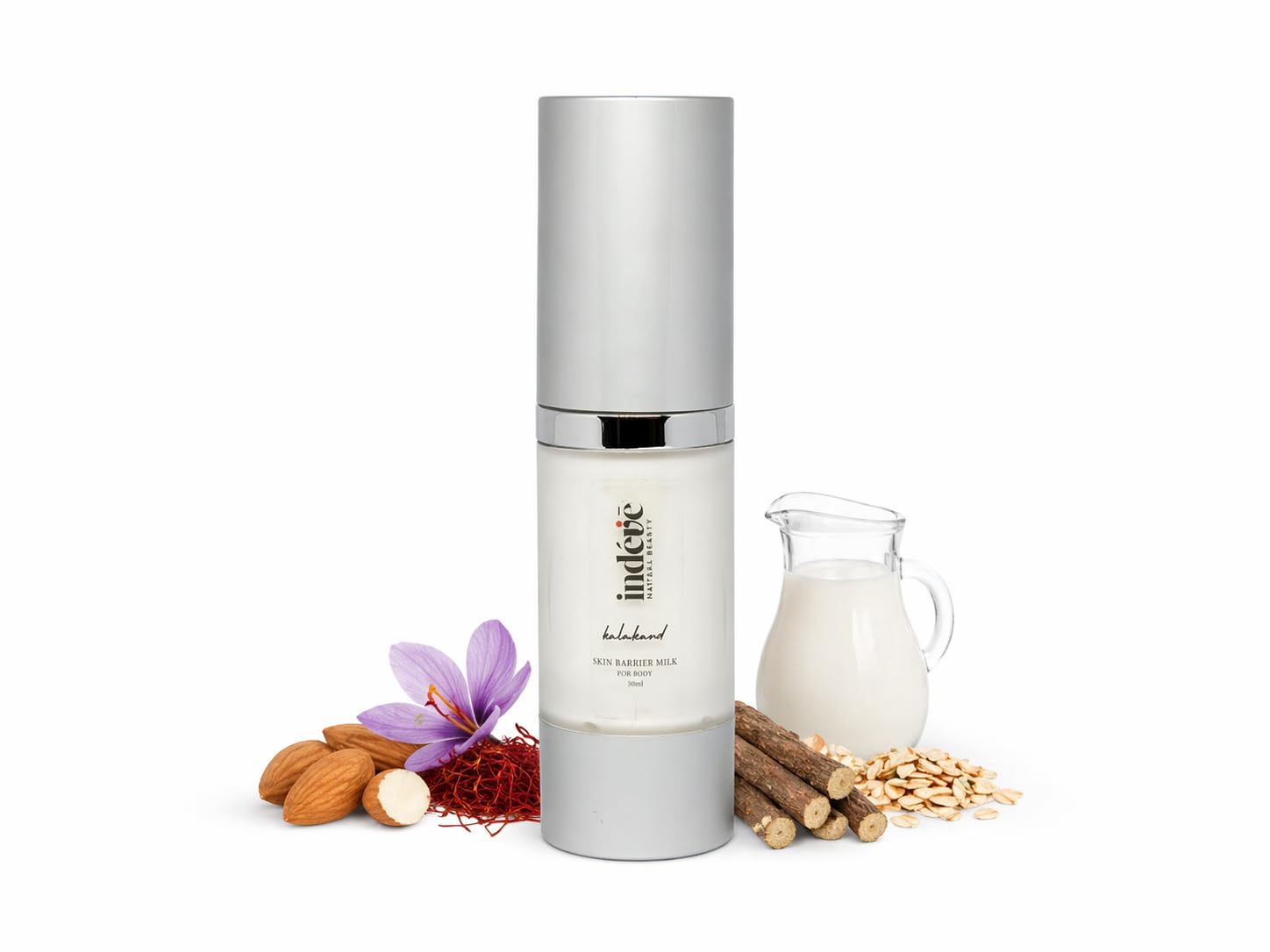 Indevie Kalakand Skin Barrier Milk Lotion with Oat Milk & Shea Butter | Lightweight, Non-Sticky Hydration for Soft, Glowing Skin | With Saffron & L