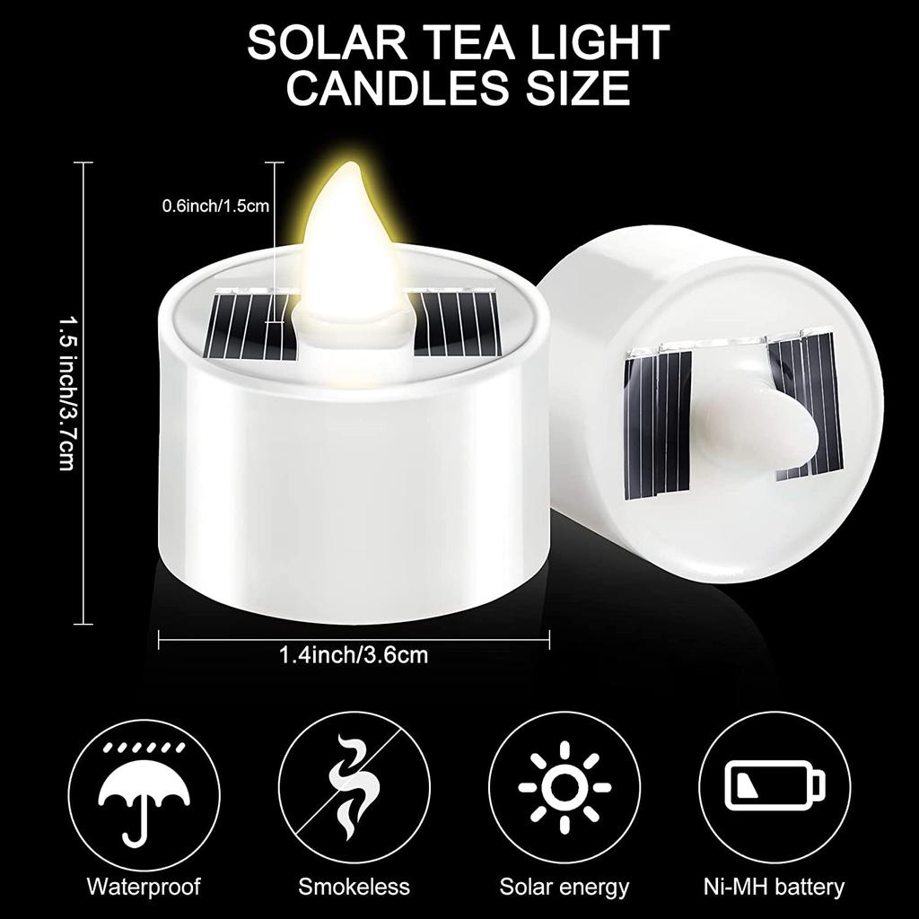 2/4/6 Pieces Solar Flameless LED Candles Fake Flickering Tea Lights Outdoor Garden Light Romantic Wedding Party Decoration