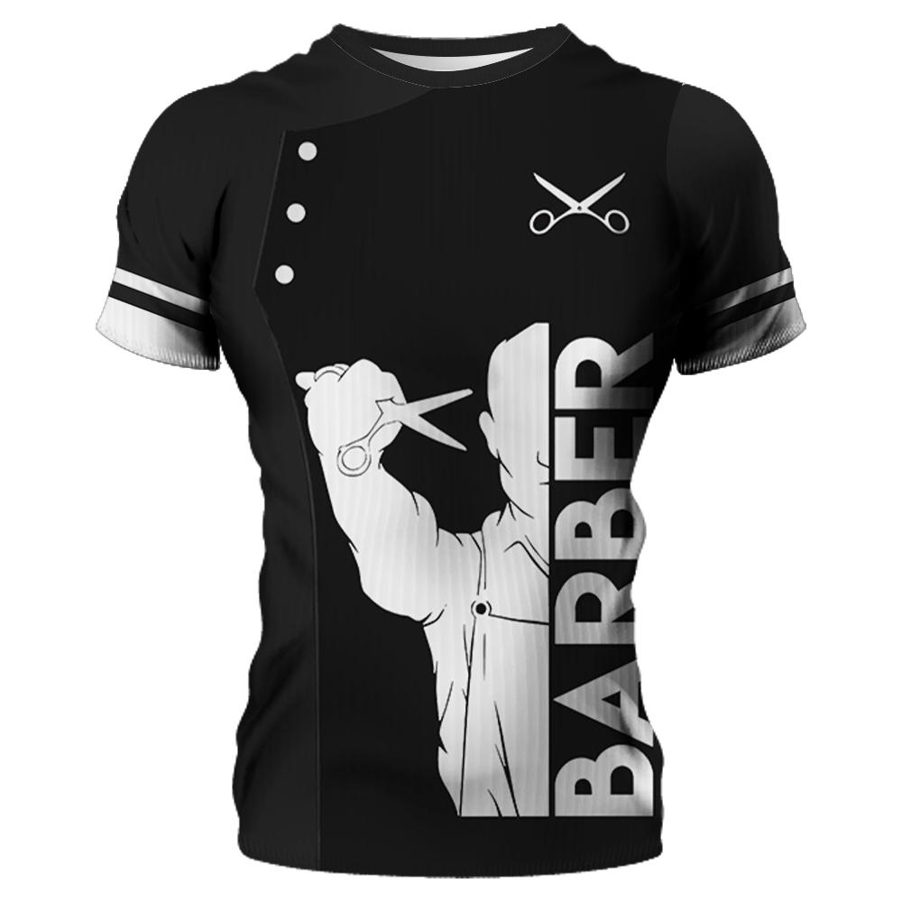 Men Shirt 3D Barber Custom Clothing O Neck Oversized Casual Short Sleeve Top Cool Punk Streetwear for Male Tees Summer T-Shirt
