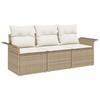 3 Piece Sofa Set with Cushions Beige and Cream Poly Rattan