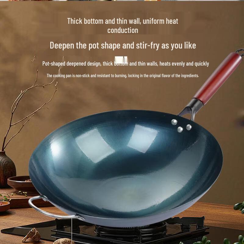 Wutuo Round Bottom Seasoned Iron Wok