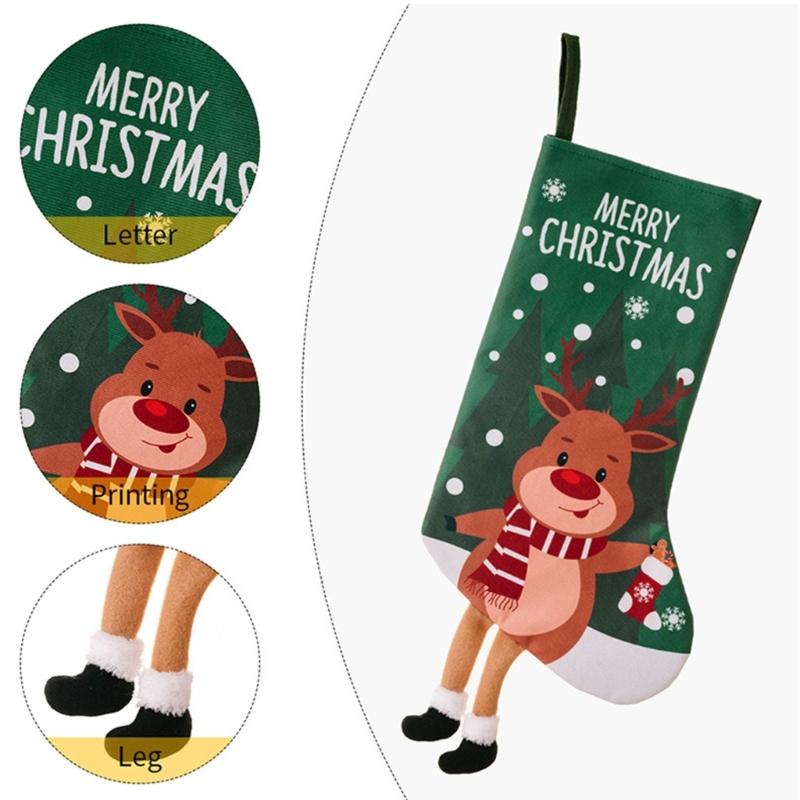 Stylish Christmas Stockings with Plush Texture for Seasonal Fireplaces Hangings Checkered Holiday Decors