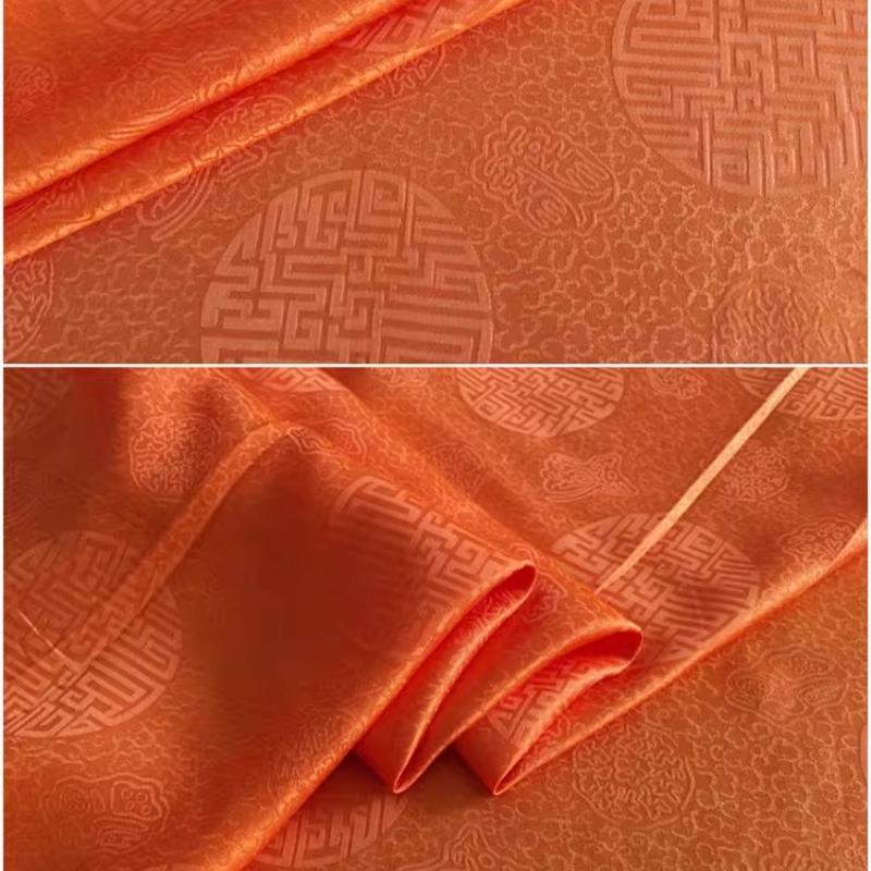 17 Ohm Silk Fabric Traditional Chinese Jacquard Silk Cotton Charmeuse Crepe Tissu Fabric for Sewing Cheongsam Cloth Width 114cm