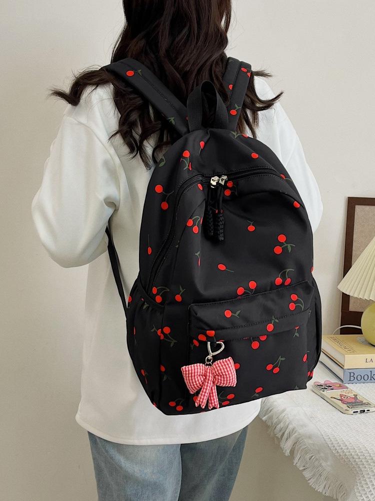 Zaino Scolastico Carino a Forma di Ciliegia e Cuore Stile Ins 2025 Set da Tre Pezzi