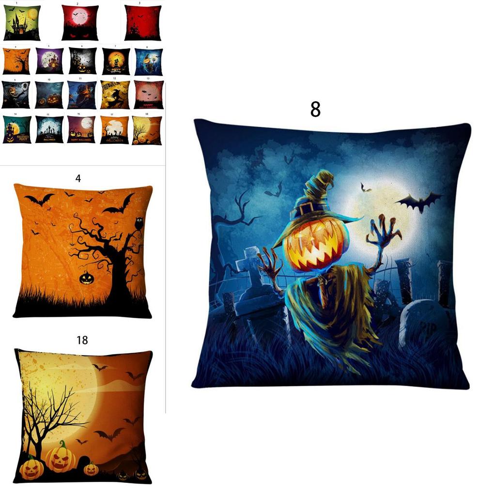 Luxurious Cotton Linen Square Halloween Pattern Throw Pillow Case Cover For A Timeless And Elegant Home Decor