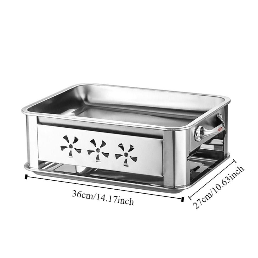 Stainless Steel Rectangular Fish Grill Heavy-Duty Thickened Grilled Fish Stove Ventilated Rectangular Fish Dish Household