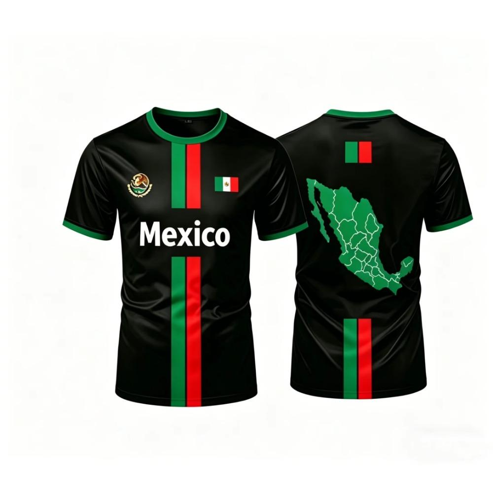 Magliette da Calcio Messico 2026 Moda Estiva Manica Corta Magliette Stampate 3D con Bandiera del Messico Top Casual