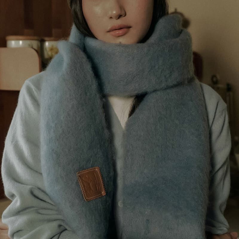 WISELY FROST MOHAIR wool MUFFLER_SKYBLUE