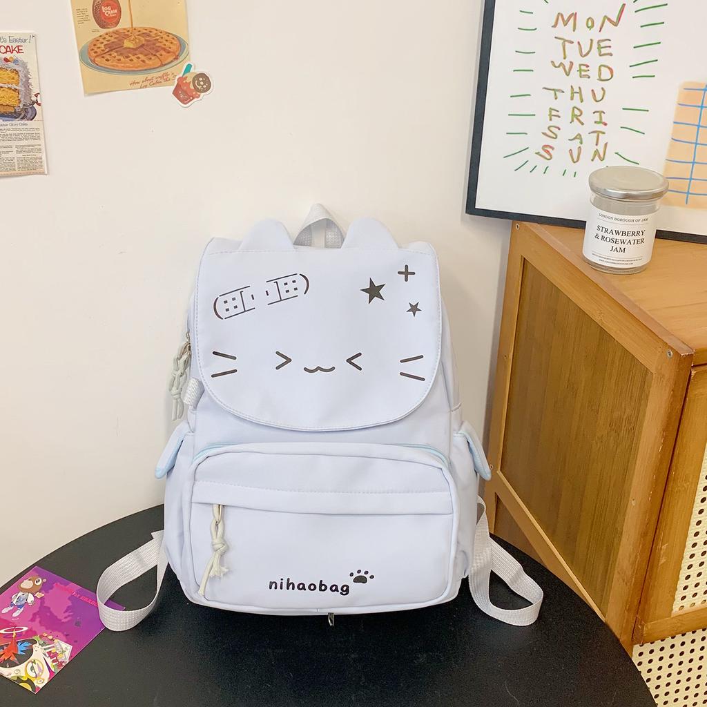 Student schoolbag Korean version trendy cute girl schoolbag cartoon cat small pocket removable class casual backpack women