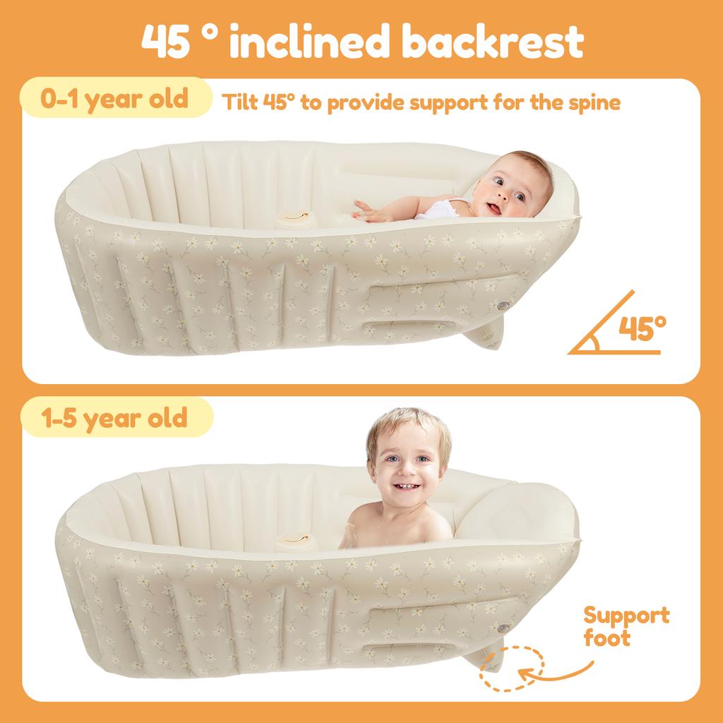 Baby Inflatable Bathtub Baby Portable Outdoor Inflatable Pool Anti Slip Infant Bath Tub PVC Folding Learning Seat for Home