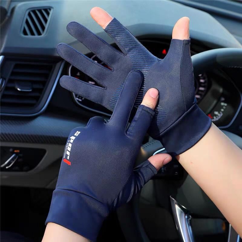 Sunscreen gloves summer ice silk driving cycling fishing non-slip breathable