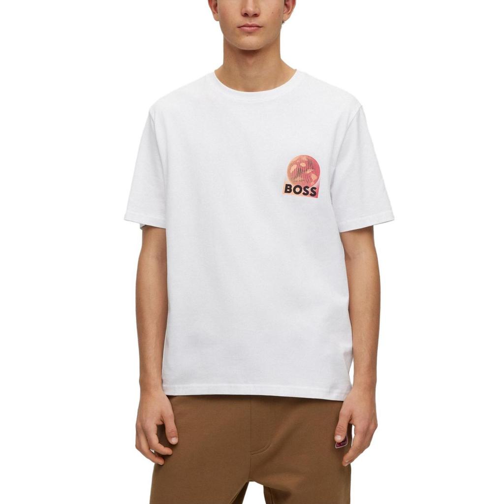 HUGO BOSS T-Shirts Men's White Crew Neck Moderate Straight Fit 50491723-100