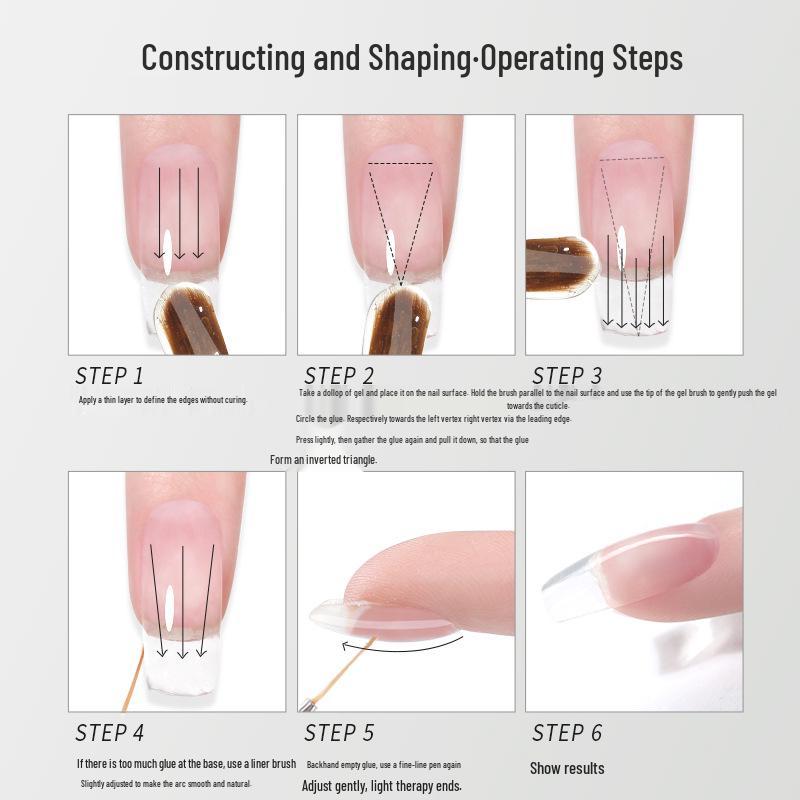 50ml High-Capacity Gel: Hard No-Wipe Top Coat, UV Builder, Extension Base, Diamond Glue for Press-On Nails