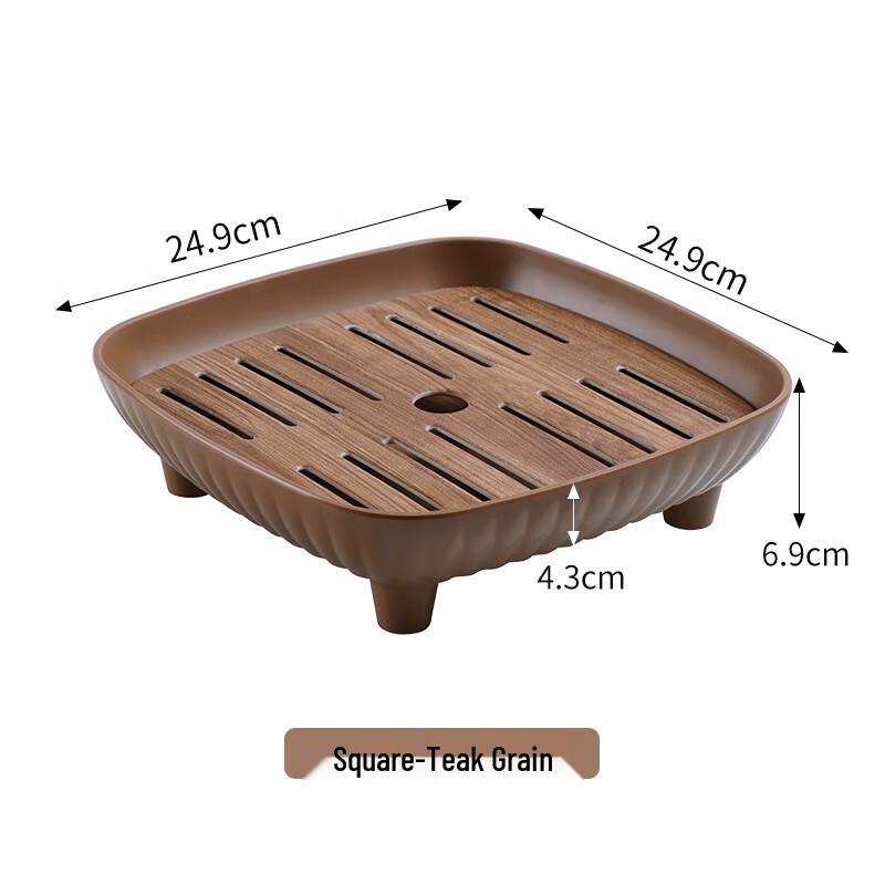 AiQiYiXuan Japanese Style Teak Grain Melamine Tea Tray Square