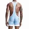 Men's Comfort Quick-Drying Athletic Fitness Sling Jumpsuit Color-Block One-Piece Cycling & Wrestling Sportswear