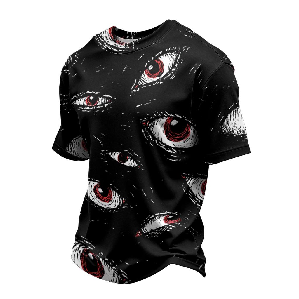 Men's Quick Dry Short Sleeve T-Shirt, Breathable Mesh Lightweight Tee with Halloween Print, Casual Round Neck Summer Top