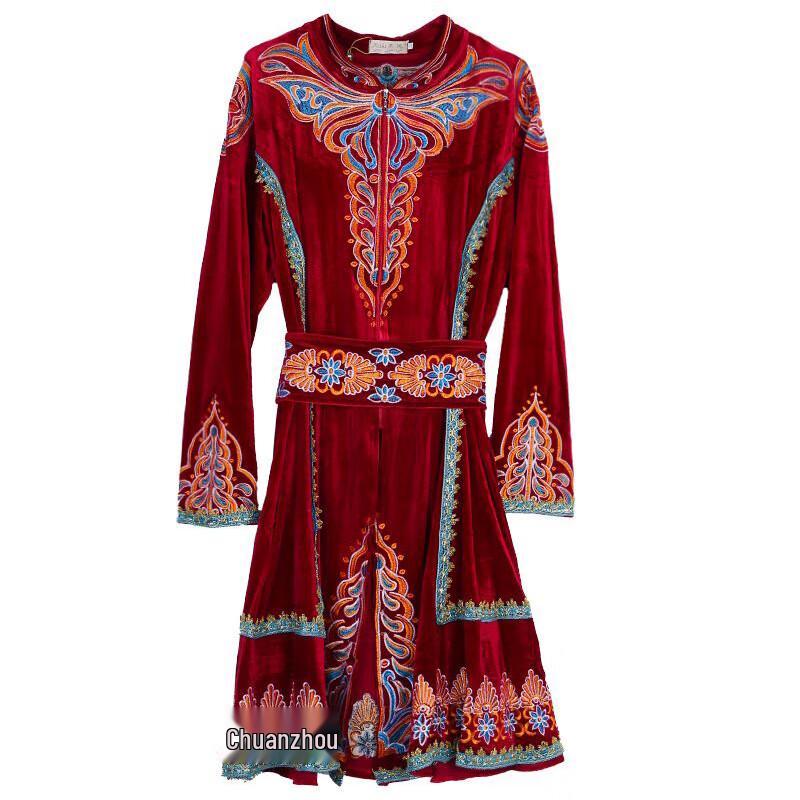 

Мужская бархатная куртка с вышивкой в стиле танца Синьцзяна 3XL