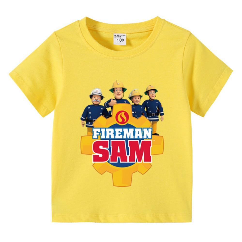 Anime Kids Tee Shirts Fireman Sam  T Shirt for Boys Clothing Funny Y2k Tops Children's T Shirt Parent Child Tshirt Women