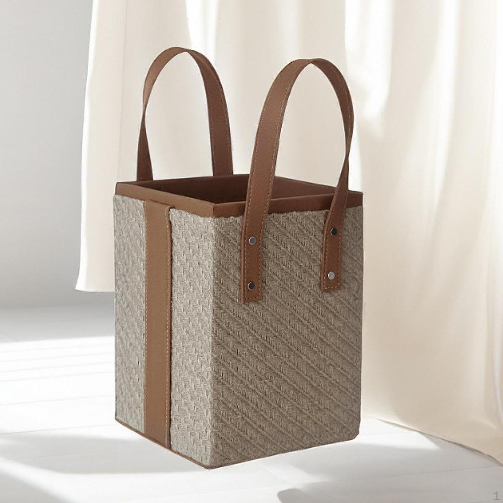 

Ручная работа, корзина для хранения, настольный органайзер для гаджетов с ручками, износостойкая переносная корзина для белья коричневый