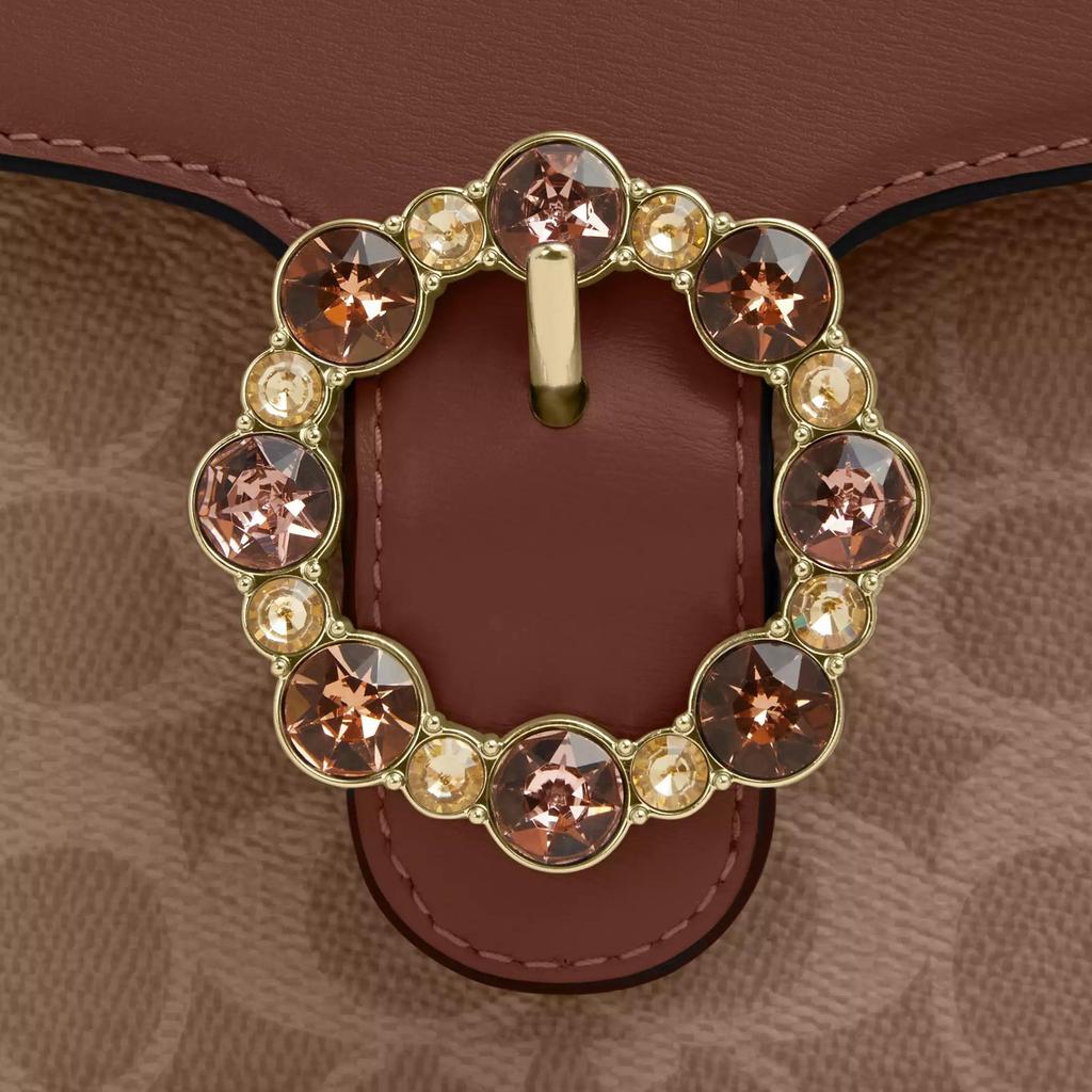 Coach Courtney 20 Brand Print Shoulder Bag Coated Canvas And Glossy Calfskin Crossbody Tote Small Women Bags Brown CCE22-IMXHE