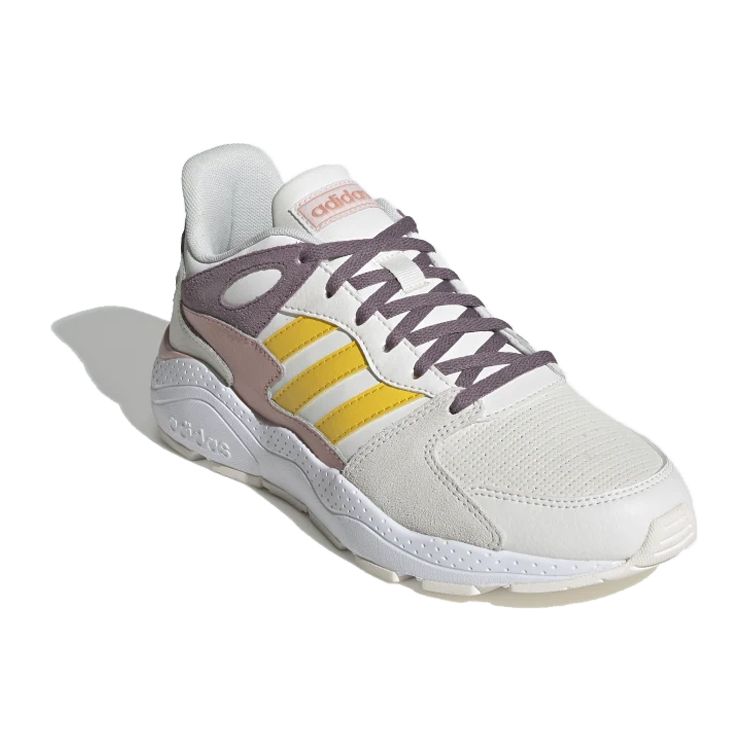 Adidas Neo Crazychaos 1.0 Comfortable Leather Shock Absorption Non-Slip Low-Top Casual Running Shoes Women Sneaker White Yellow Brown EG8751