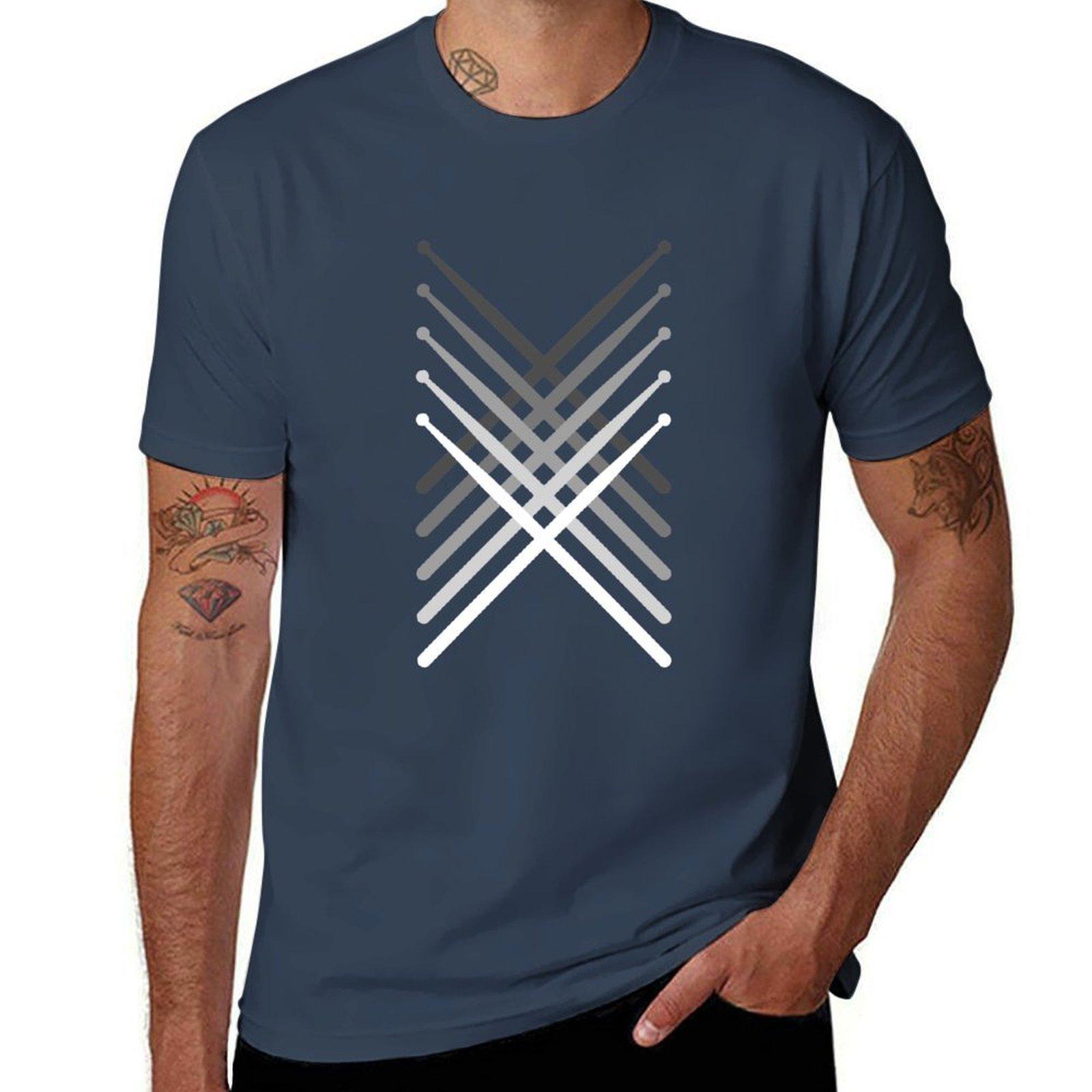 Fading Drumsticks Design For Drummers Tshirt Trendy Print Short Sleeve Tshirt S