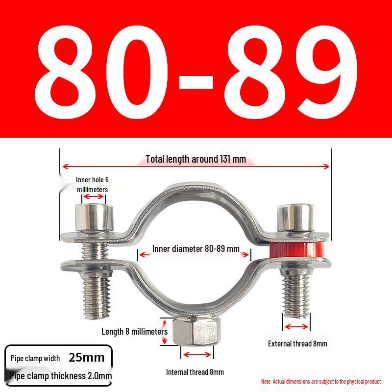 Stainless Steel Pipe Clamp Bracket with M8 Nut for Cable and Gas Pipes