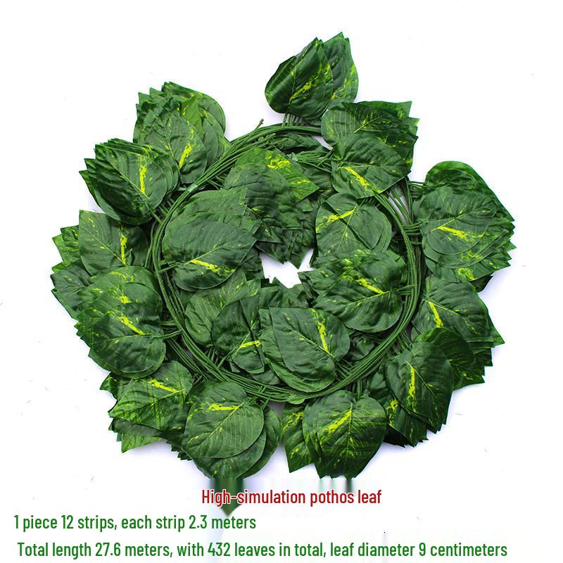 Efeutute Weinblätter Künstliche Deckenranke mit Rattan und Grünem Laub