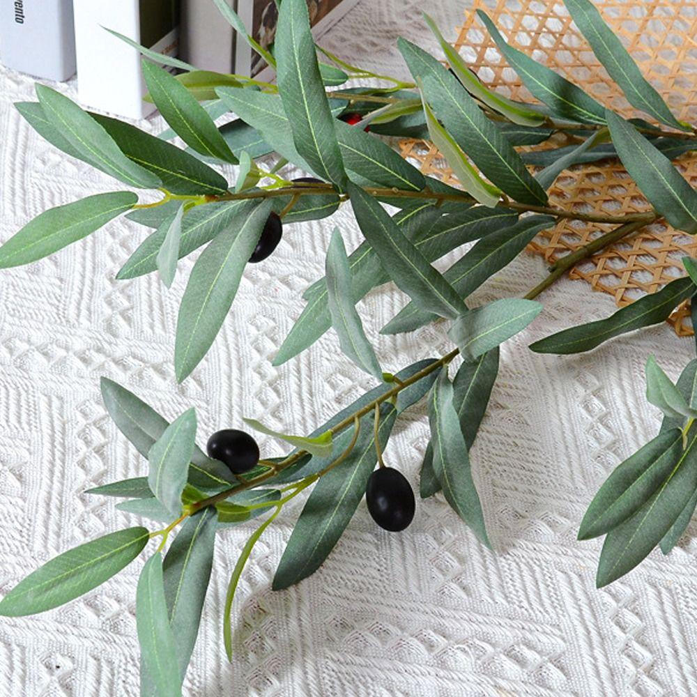 4 Fork Artificial Olive Branch Plastic Fake Plant Simulated Olive Leaf  Wedding Decor